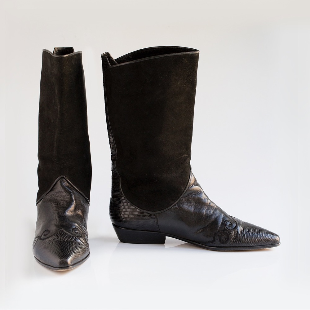 The Shoe Box Black Leather Womens Size 10 Boots